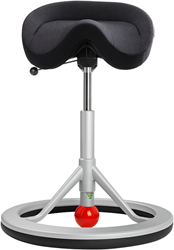 BackApp 2.0 balansstoel - zilvergrijs onderstel - zitting Nordic Wool - rode Bal