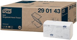Handdoek Tork H3 Advanced singlefold 2-laags 226x230mm 15x250 vel wit 290143