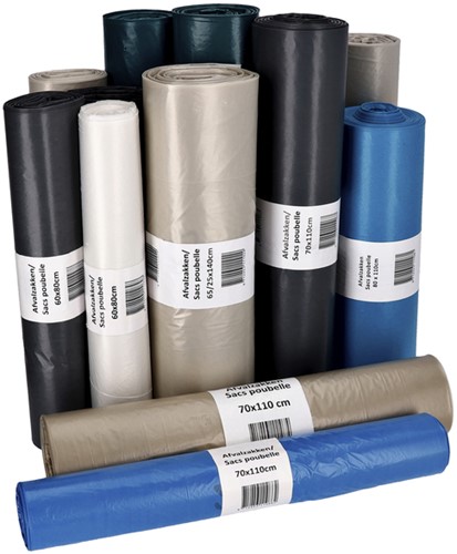 Afvalzak Cleaninq 70x110cm HDPE recycled T25 120L transparant rol à 20 stuks-2