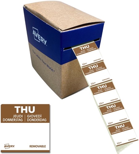 Etiket Avery HACCP donderdag-bruin 25x25mm 1000 stuks