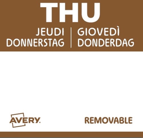 Etiket Avery HACCP donderdag-bruin 25x25mm 1000 stuks-2