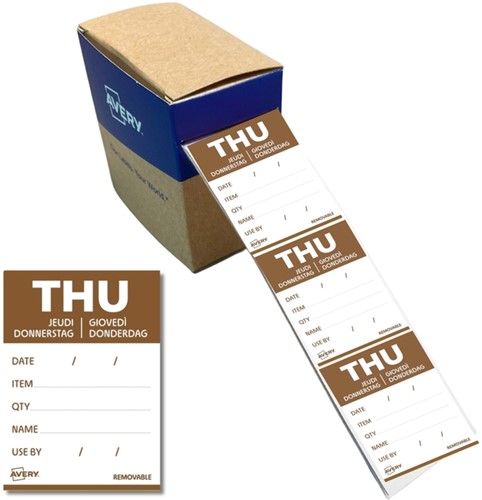 Etiket Avery HACCP donderdag-bruin 40x56mm 500 stuks