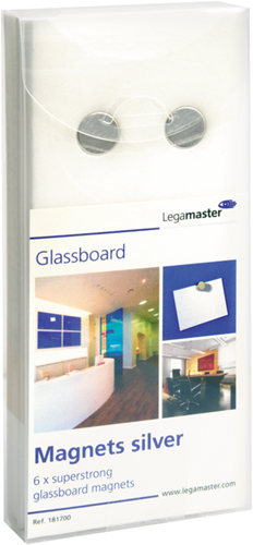 Glasbord magneten zilver-6st.