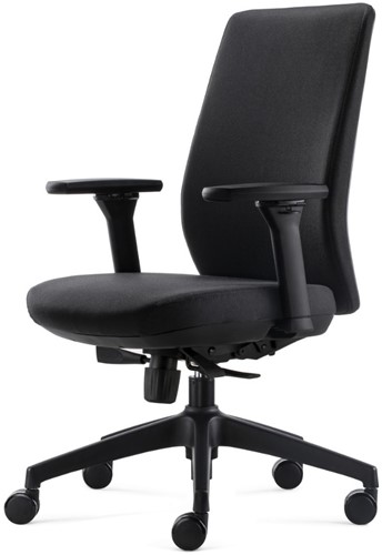 Tica Ergo bureaustoel - zitting en rug gestoffeerd zwart - 4D armleggers - EN1335
