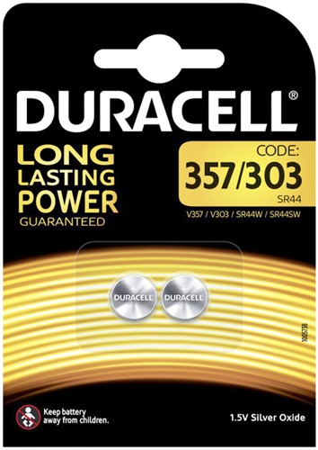 Batterij Duracell knoopcel 2x357/303 zilver oxide Ø11,6mm 2 stuks