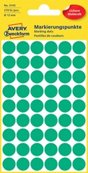 Etiket Avery 3143 rond 12mm groen 270 stuks