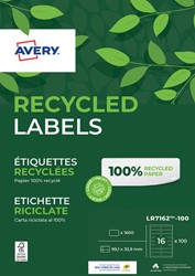 Etiket Avery LR7162-100 99.1x33.9mm recycled wit 1600 stuks
