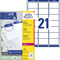 Etiket Avery L7160-250 63.5x38.1mm wit 5250 stuks-2