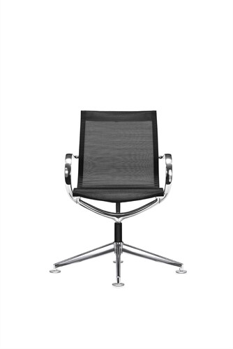 Mercury Asis bezoekersstoel lage rug - 4 teens frame alu gepolijsd - 3Dmesh zwart