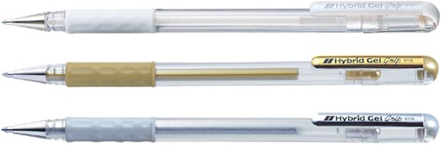 Gelschrijver Pentel K118 Grip medium zilver-2