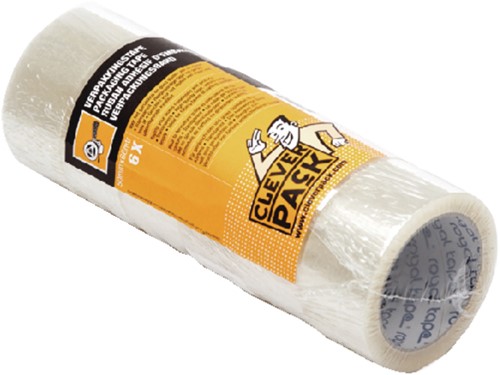 Verpakkingstape CleverPack 48mmx66m transparant PP pak à 6 rollen