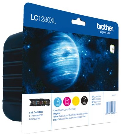 Inktcartridge Brother LC-1280XLVALBP zwart + 3 kleuren HC