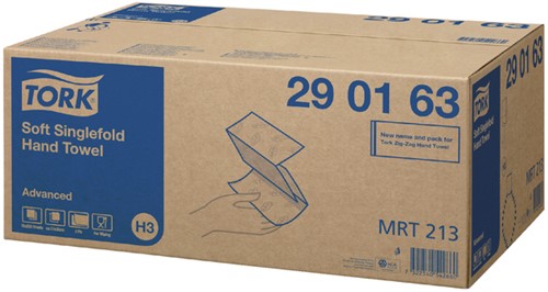 Handdoek Tork H3 Advanced singlefold 2-laags 248x230mm 15x250 vel wit 290163-4