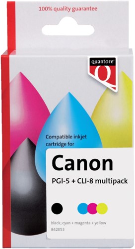 Inktcartridge Quantore Canon PGI-5 CLI-8 zwart + 3 kleuren