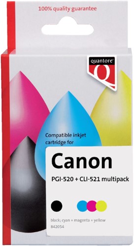 Inktcartridge Quantore Canon PGI-520 CLI-521 2zwart + 3kleur