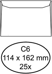 Envelop Quantore bank C6 114x162mm wit 25 stuks