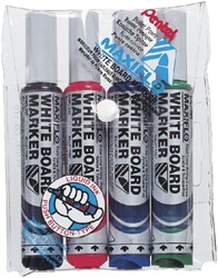 Whiteboardmarker Pentel MWL5M Maxiflo rond 3mm assorti set à 4 stuks