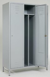 Garderobekast 3 delig 1 hoog - 185hx120bx50d - scheidingswand - plint - hangslot