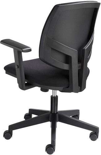 Bureaustoel Tica 819 - rugleuning gestoffeerd - armleggers - geheel zwart-3