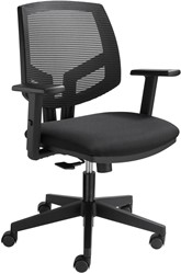 Bureaustoel Tica 819 - rugleuning netbespanning/ mesh - armleggers - geheel zwart