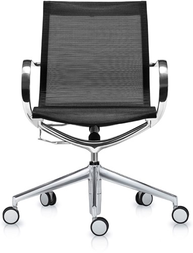 Mercury Asis bezoekers/werk stoel lage rug - frame alu gepolijsd - 3Dmesh zwart